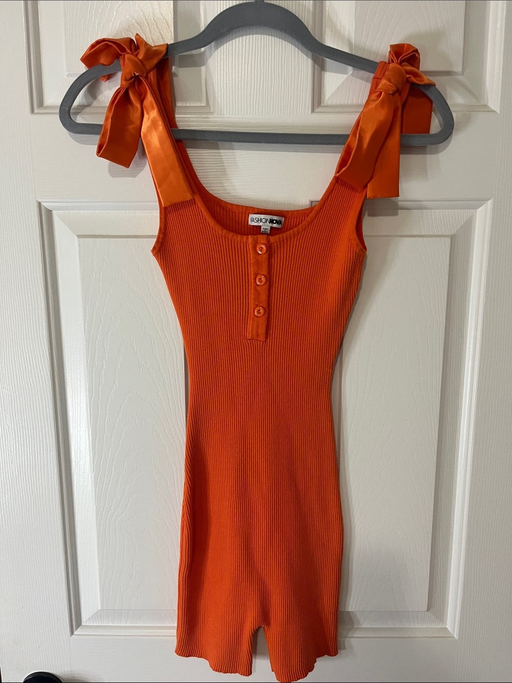 ASOS Orange Ribbed Tie-Shoulder Tank